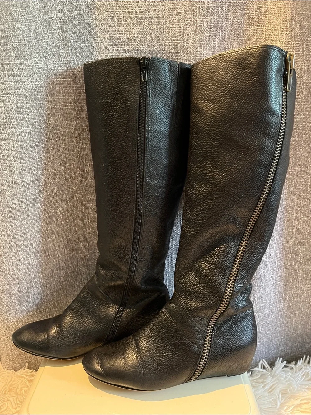 Corso Como Classic Black Knee-High Zip Boots